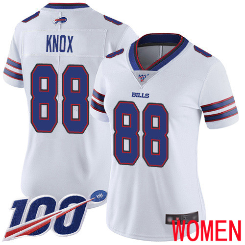 Women Buffalo Bills #88 Dawson Knox White Vapor Untouchable Limited Player 100th Season NFL Jersey